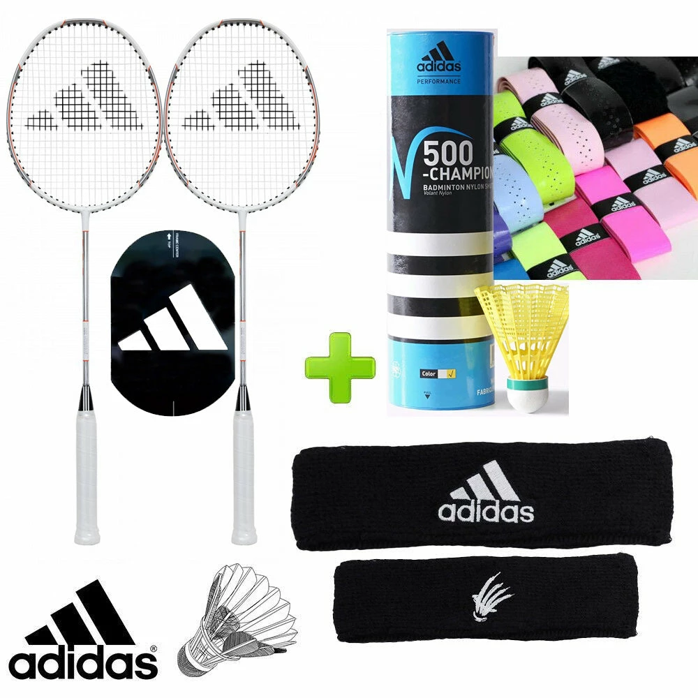 Adidas Badminton P380 Precision Set W/ Shuttles & Grips 3 Adidas Badminton P380 Precision Set W/ Shuttles & Grips